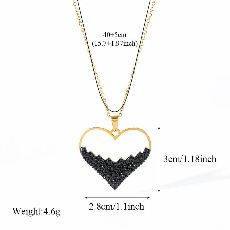 Ensemble Collier & Boucles d'Oreilles Cœur Creux en Acier Inoxydable 316L – Bijoux Élégants pour Femme