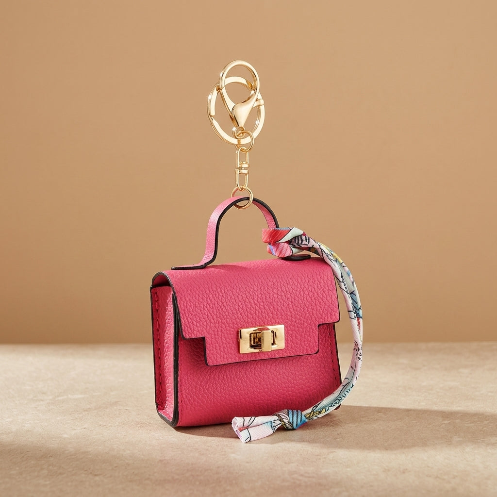 Porte-clés Mini Bag — Pochette Cuir avec Verrou Doré