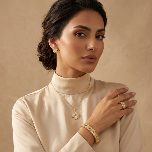Parure de Bijoux Femme Luxe – Collier, Bracelet & Boucles d'Oreilles en Zircon Cubique