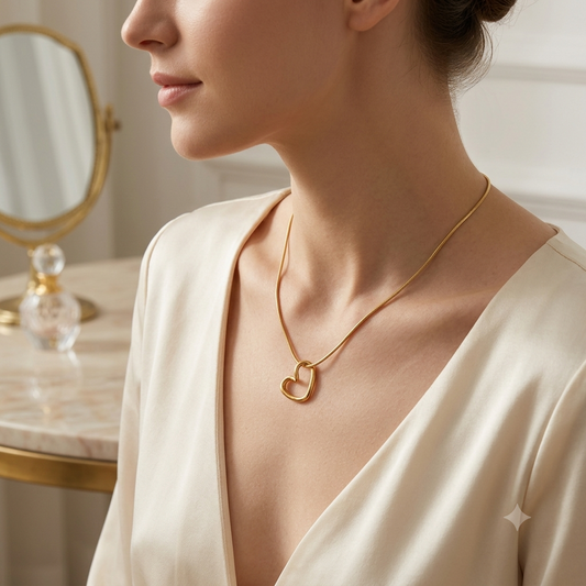 Collier Pendentif Cœur Torsadé — Acier Inoxydable