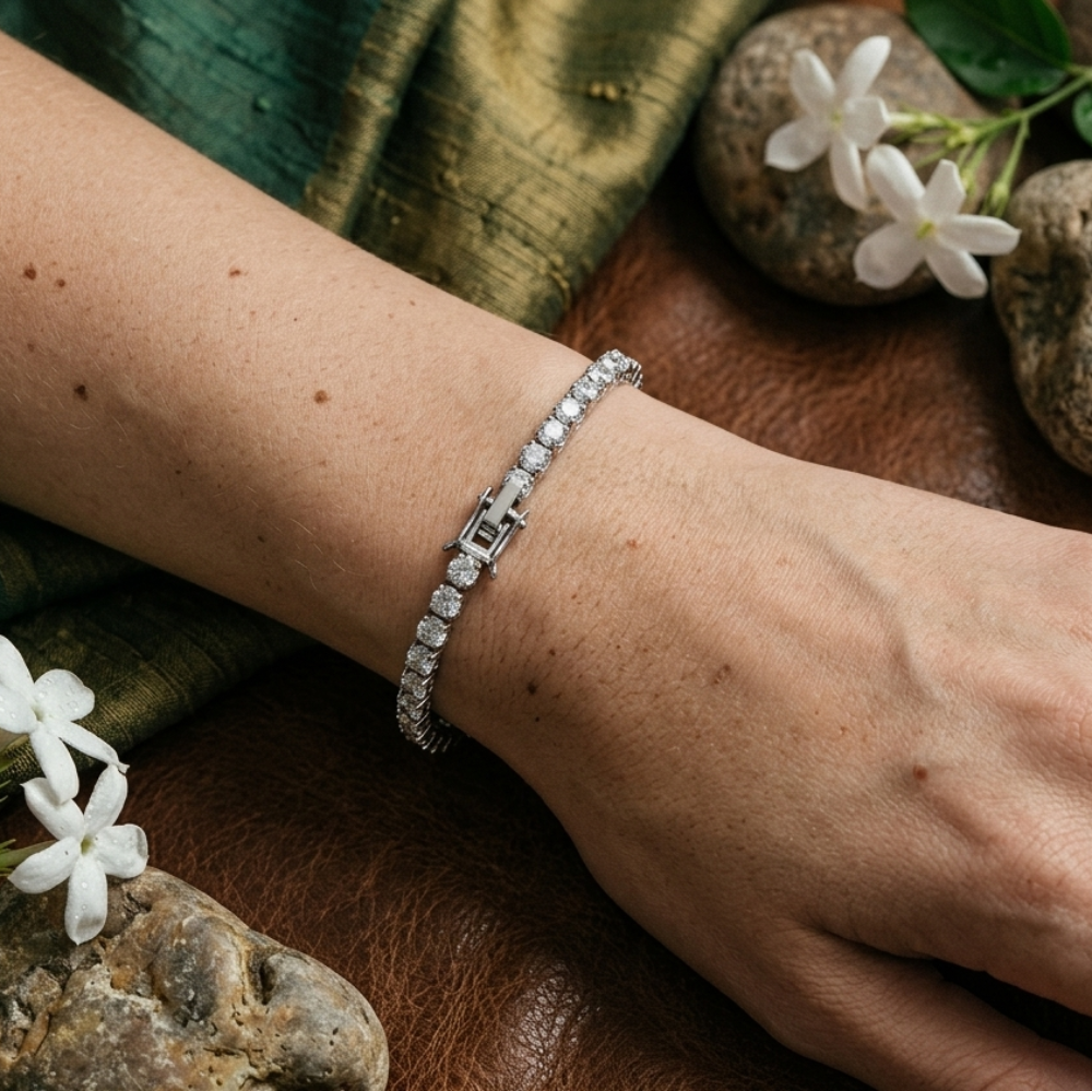 Bracelet Tennis Classique en Argent Sterling 925 pour Femme – Zircons Étincelants