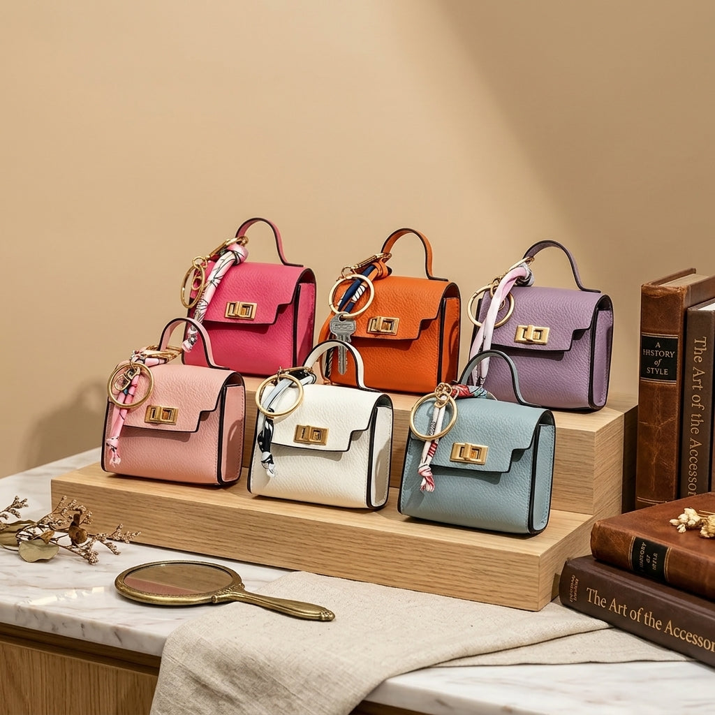 Porte-clés Mini Bag — Pochette Cuir avec Verrou Doré