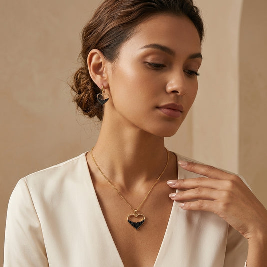 Ensemble Collier & Boucles d'Oreilles Cœur Creux | Acier Inoxydable 316L – Avylo
