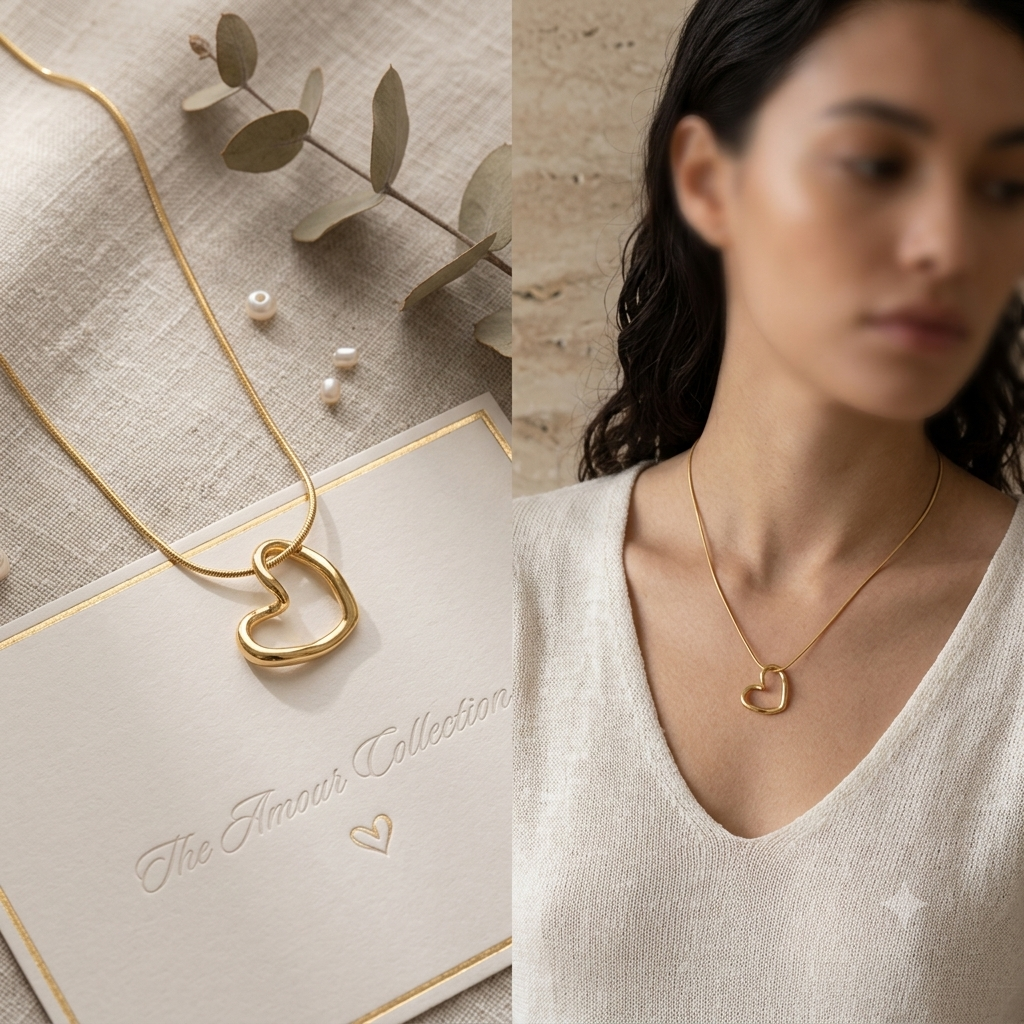 Collier Pendentif Cœur Torsadé — Acier Inoxydable