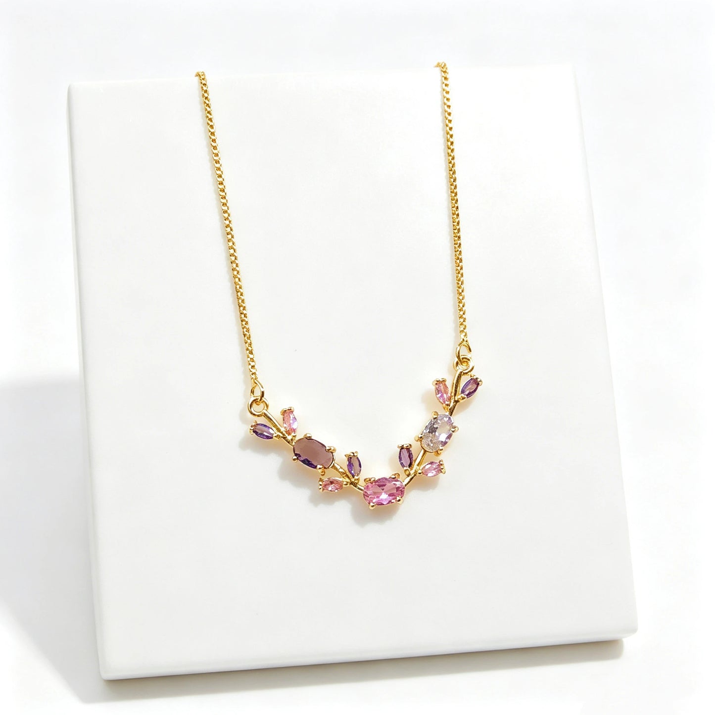 Parure de Bijoux Femme Luxe – Collier et Bracelet en Cristaux Strass, Motif Feuille et Fleur, Cadeau Élégant