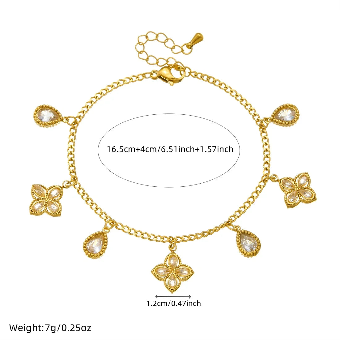 Bracelet Fleur en Acier Inoxydable 316L DIEYURO – Cristaux Blancs Élégant pour Femme | Bijou Tendance