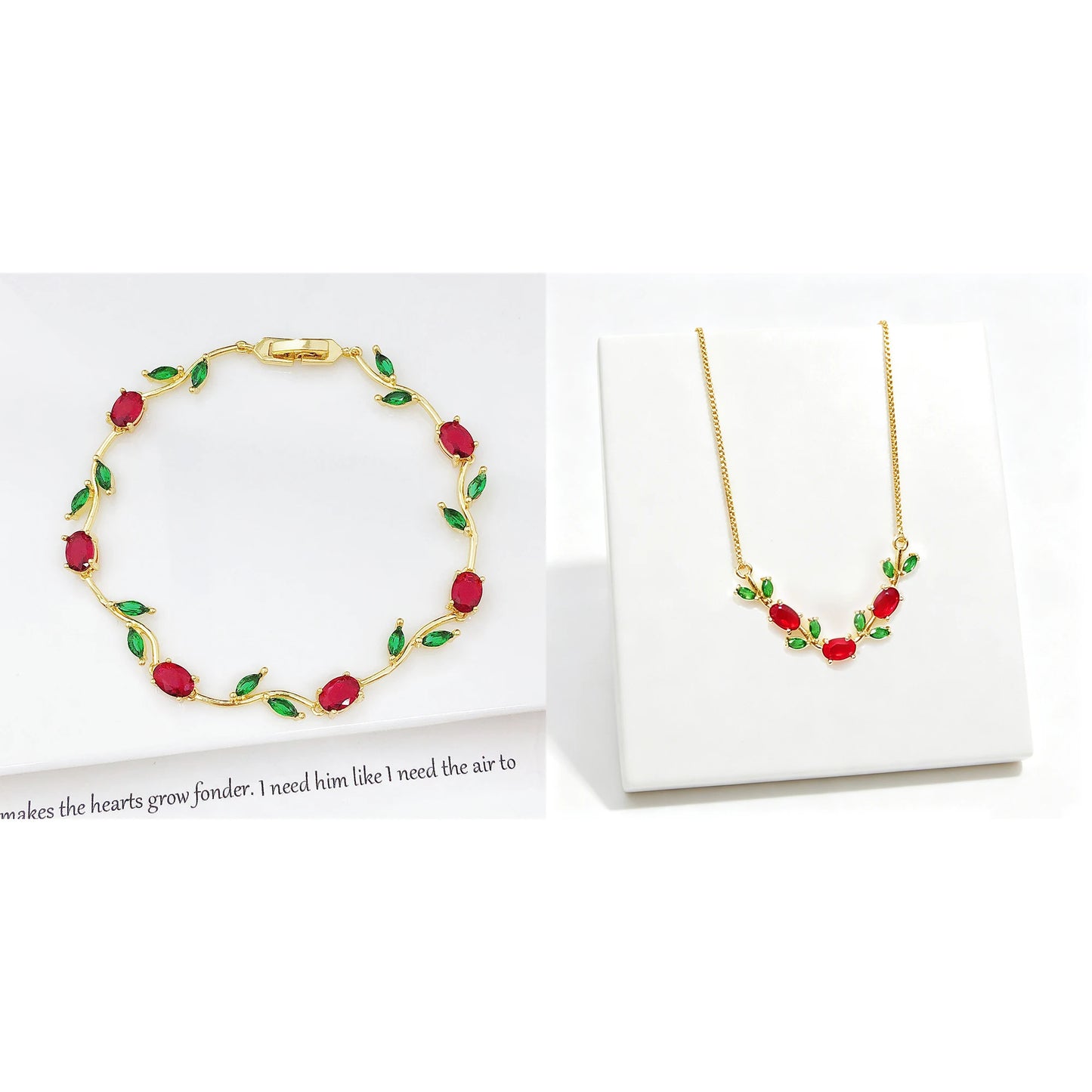 Parure de Bijoux Femme Luxe – Collier et Bracelet en Cristaux Strass, Motif Feuille et Fleur, Cadeau Élégant