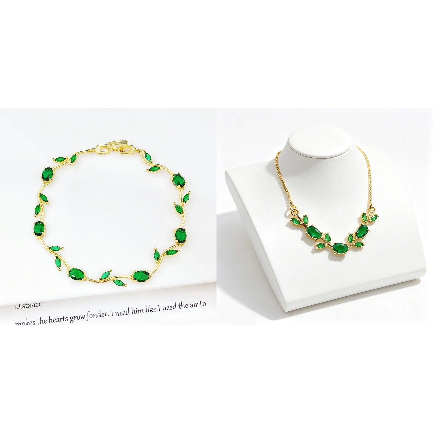 Parure de Bijoux Femme Luxe – Collier et Bracelet en Cristaux Strass, Motif Feuille et Fleur, Cadeau Élégant