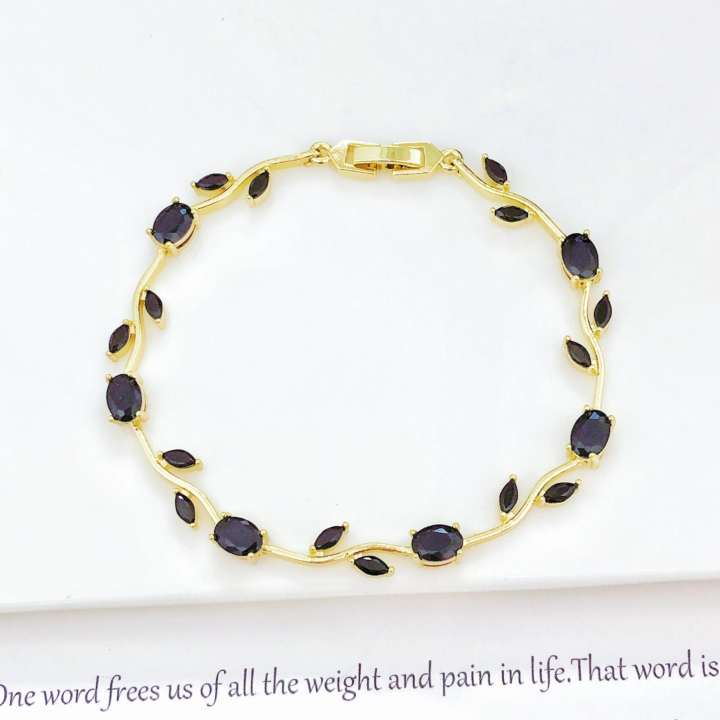Parure de Bijoux Femme Luxe – Collier et Bracelet en Cristaux Strass, Motif Feuille et Fleur, Cadeau Élégant
