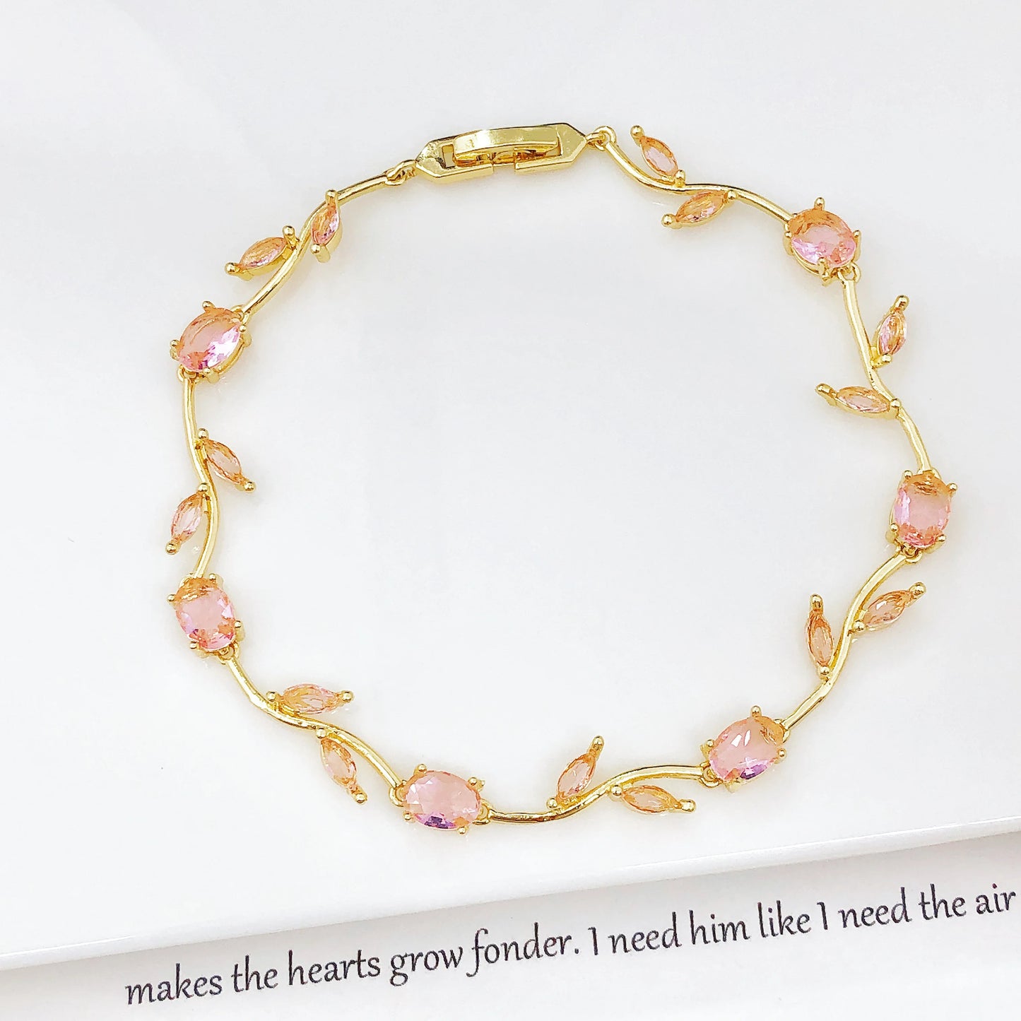 Parure de Bijoux Femme Luxe – Collier et Bracelet en Cristaux Strass, Motif Feuille et Fleur, Cadeau Élégant