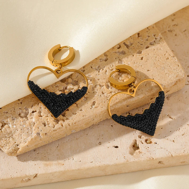 Ensemble Collier & Boucles d'Oreilles Cœur Creux en Acier Inoxydable 316L – Bijoux Élégants pour Femme