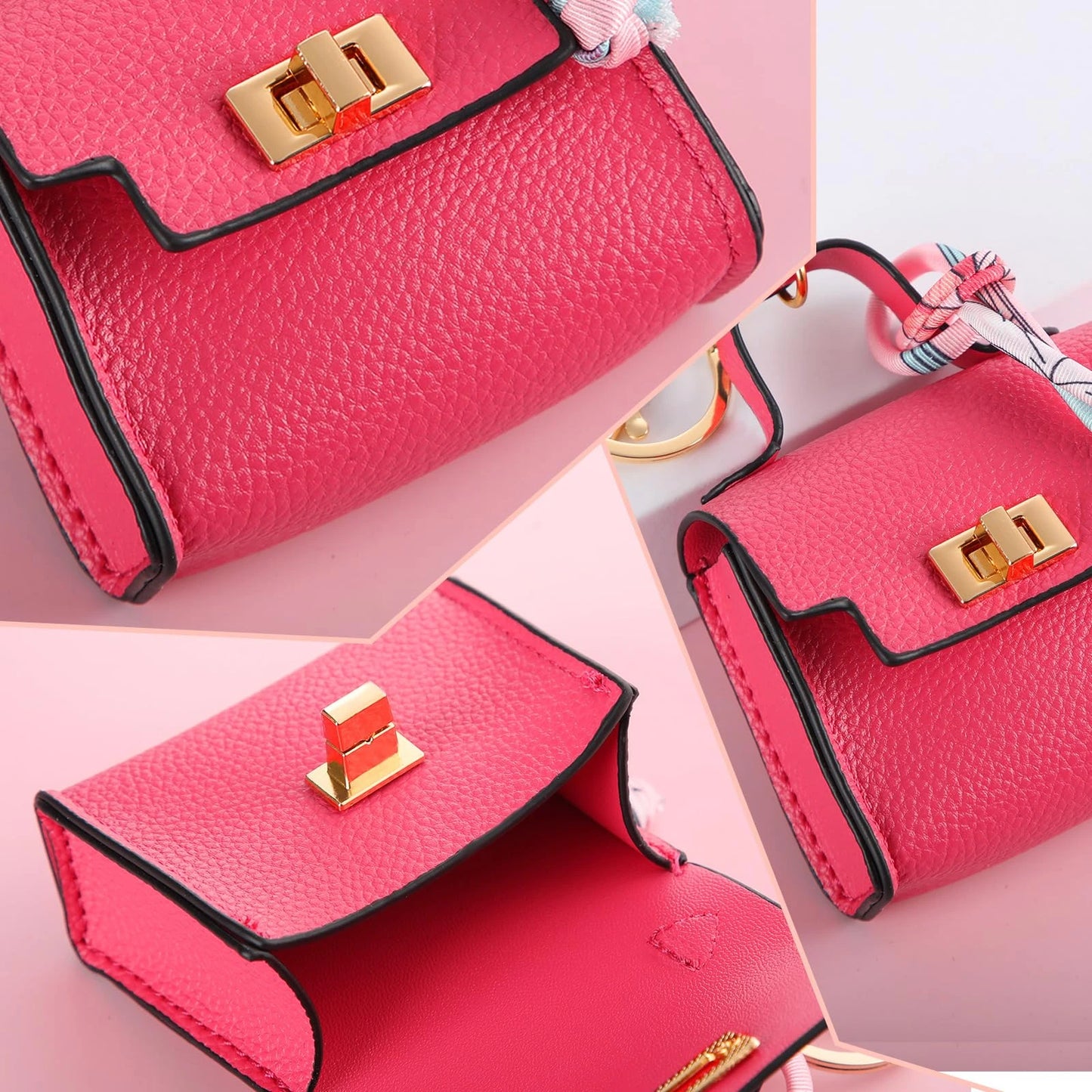 Porte-clés Mini Bag — Pochette Cuir avec Verrou Doré