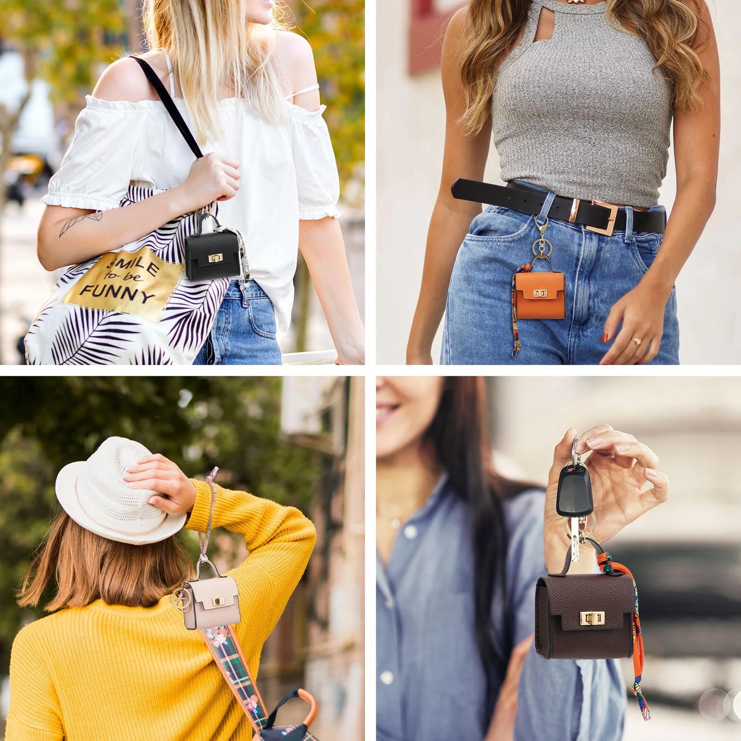 Porte-clés Mini Bag — Pochette Cuir avec Verrou Doré