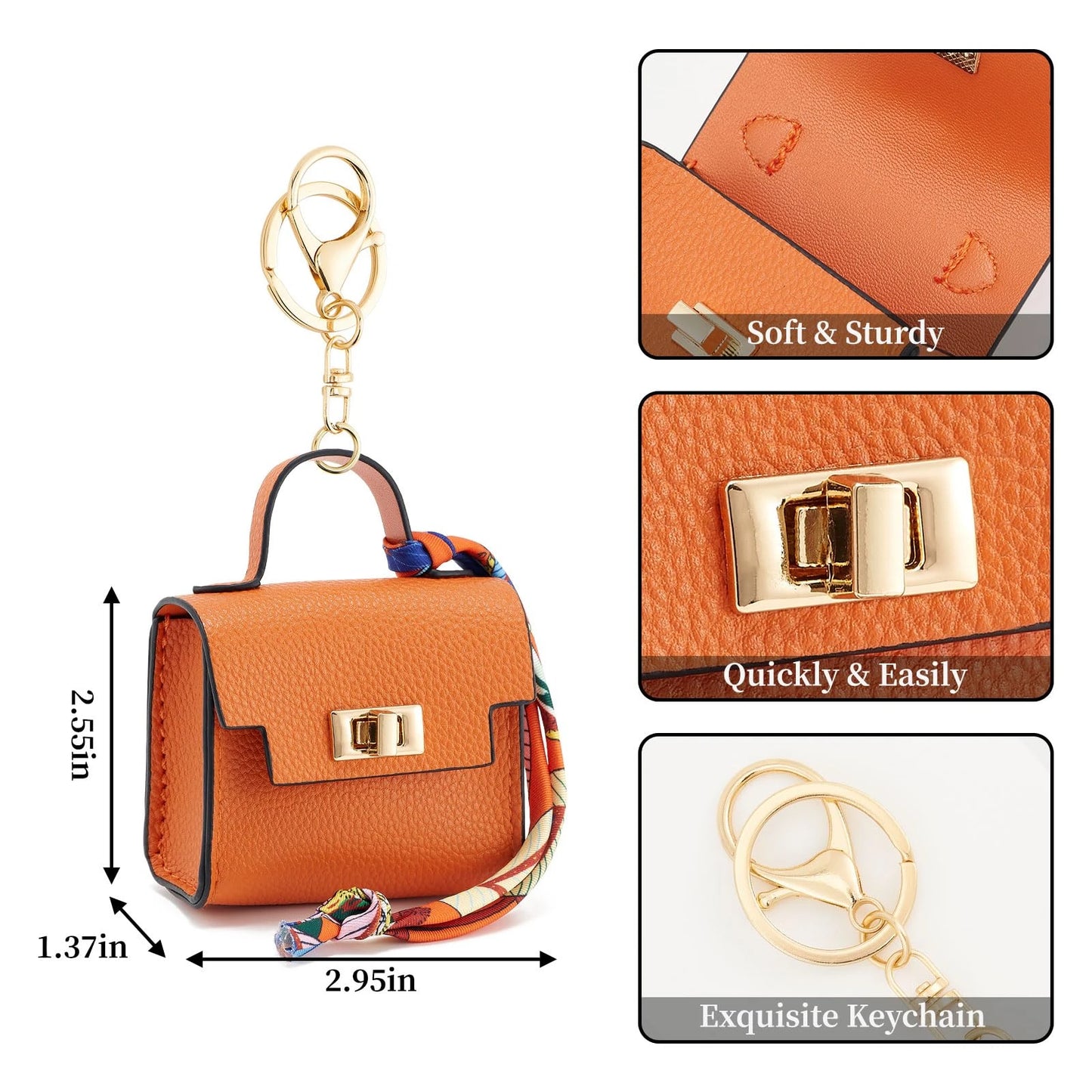 Porte-clés Mini Bag — Pochette Cuir avec Verrou Doré