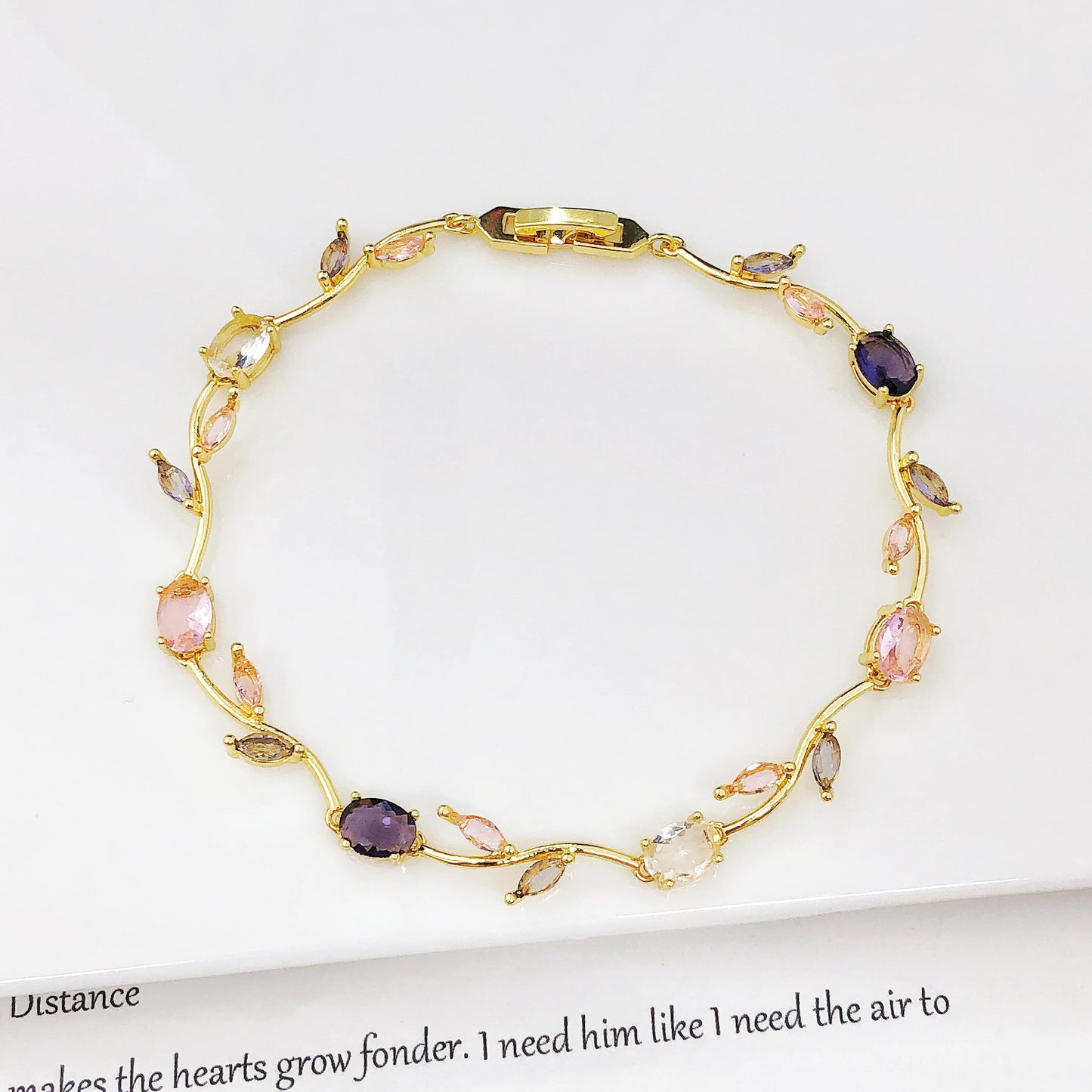 Parure de Bijoux Femme Luxe – Collier et Bracelet en Cristaux Strass, Motif Feuille et Fleur, Cadeau Élégant