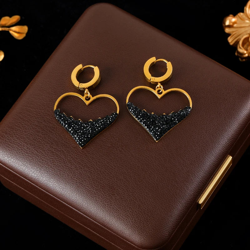 Ensemble Collier & Boucles d'Oreilles Cœur Creux en Acier Inoxydable 316L – Bijoux Élégants pour Femme