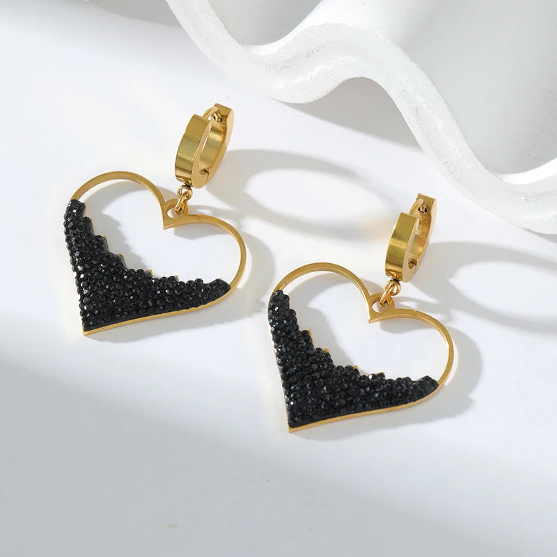 Ensemble Collier & Boucles d'Oreilles Cœur Creux en Acier Inoxydable 316L – Bijoux Élégants pour Femme