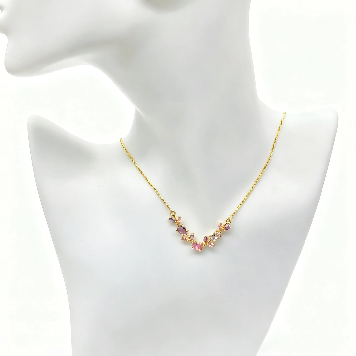Parure de Bijoux Femme Luxe – Collier et Bracelet en Cristaux Strass, Motif Feuille et Fleur, Cadeau Élégant