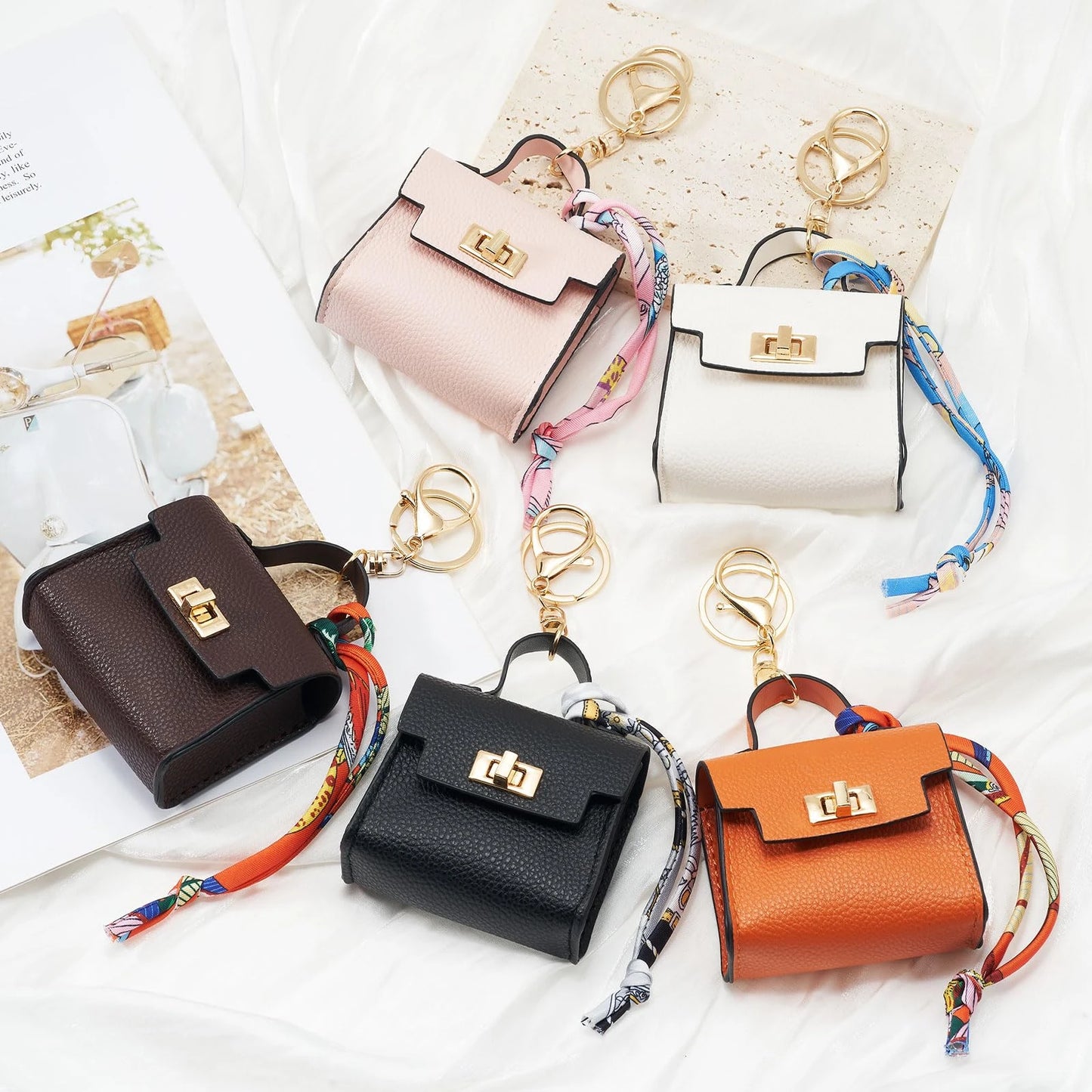 Porte-clés Mini Bag — Pochette Cuir avec Verrou Doré