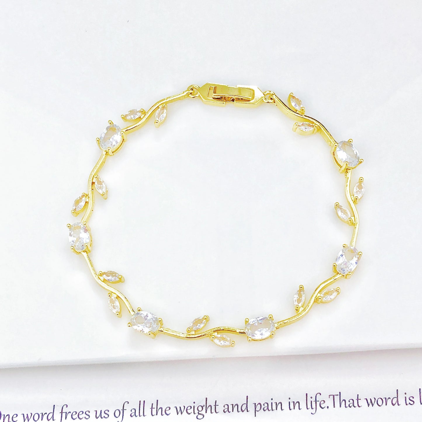 Parure de Bijoux Femme Luxe – Collier et Bracelet en Cristaux Strass, Motif Feuille et Fleur, Cadeau Élégant