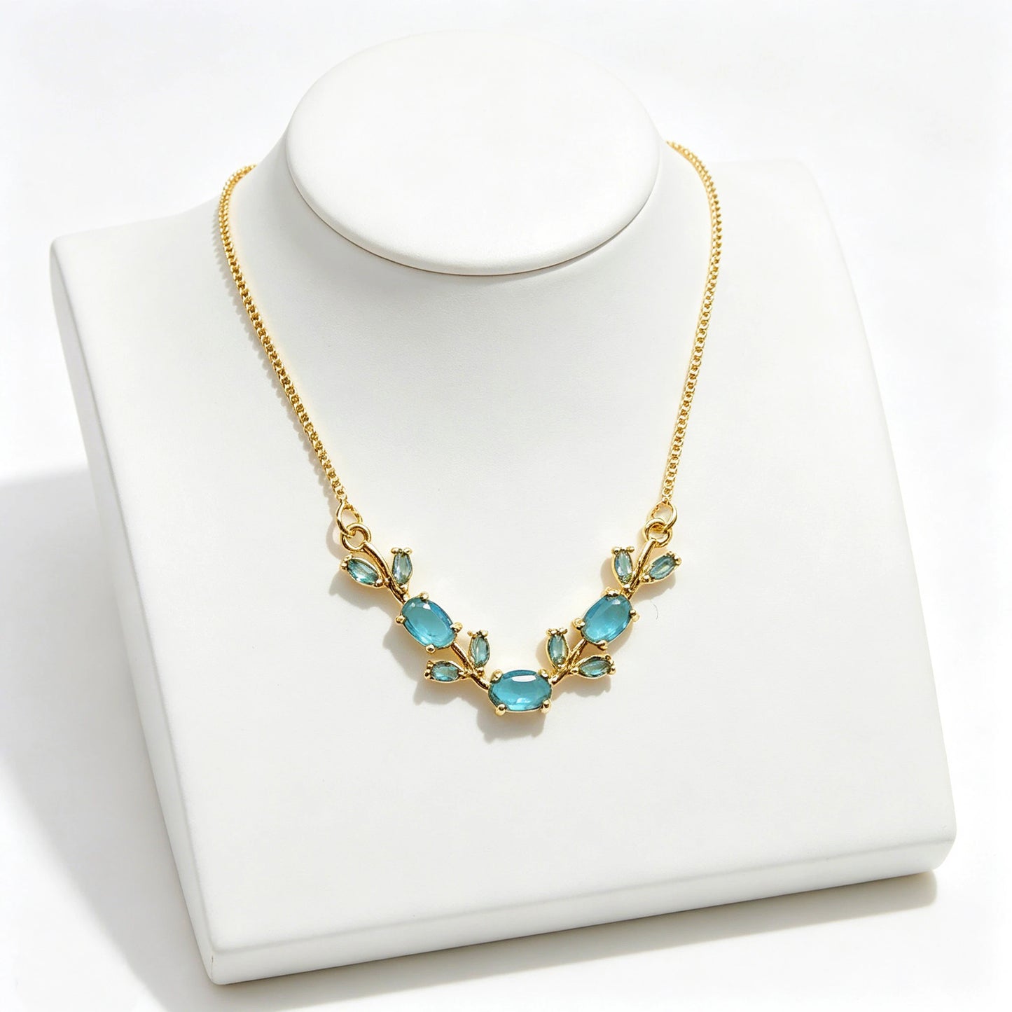 Parure de Bijoux Femme Luxe – Collier et Bracelet en Cristaux Strass, Motif Feuille et Fleur, Cadeau Élégant