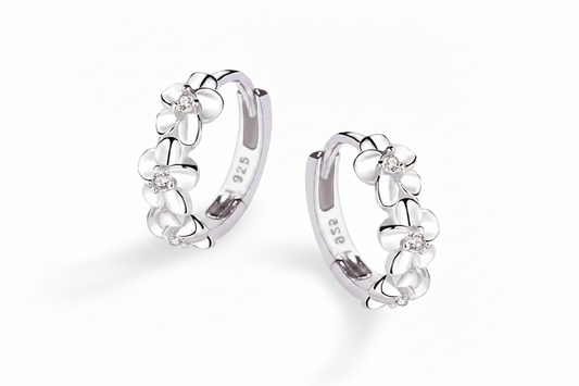 Floral Zircon Stud Earrings in 925 Sterling Silver