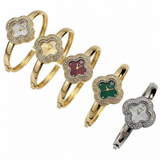 Montre Bracelet Femme Vintage – Motif Trèfle à Quatre Feuilles Élégant